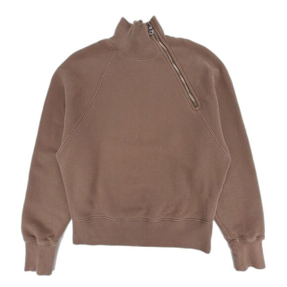 MARISSA WEBB So Uptight French Terry Funnel Neck Zip Sweatshirt Mocha Brown XS - Picture 1 of 8